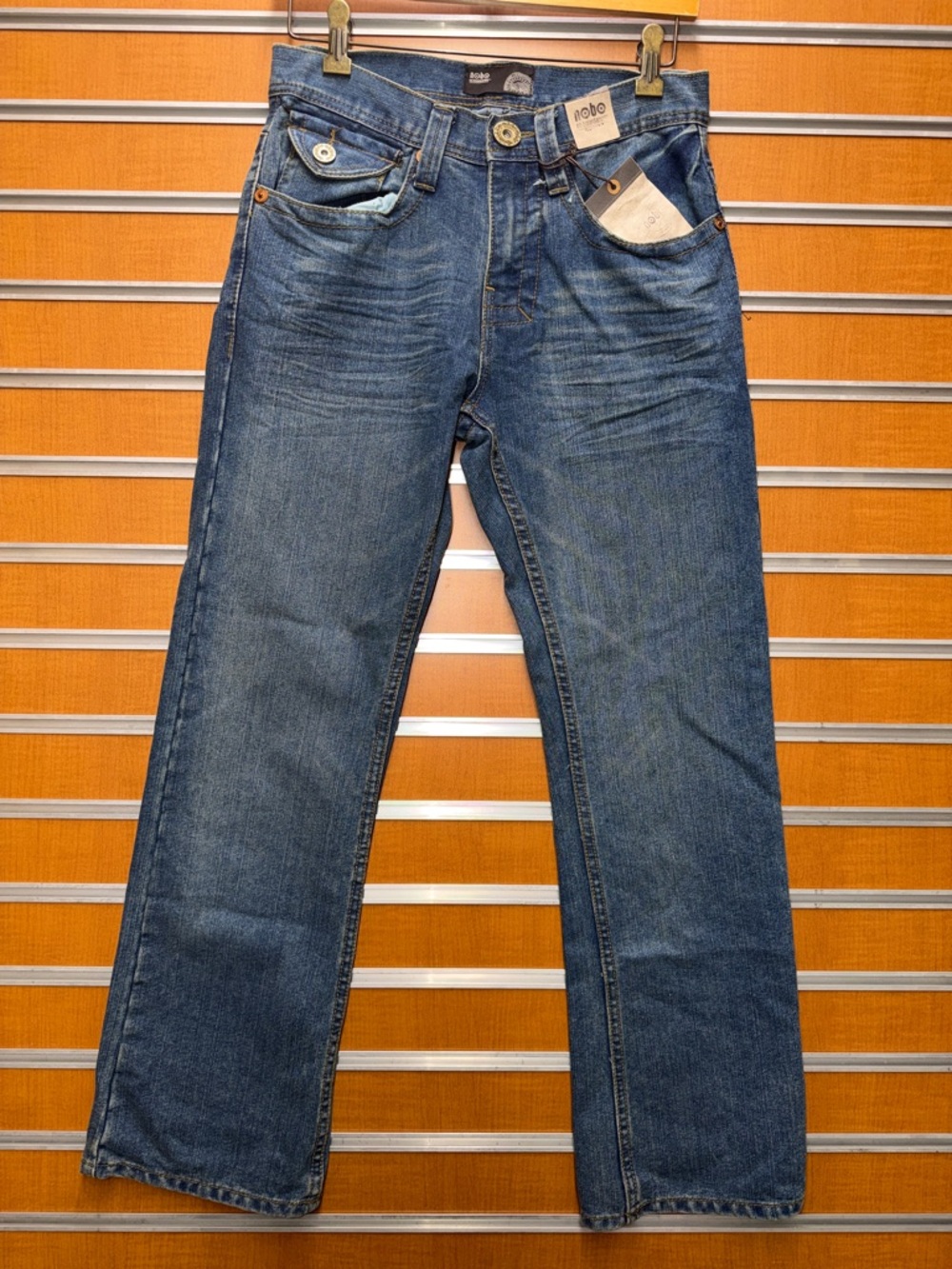 No Boundaries Men's Straight Jeans in Medium Blue